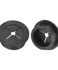 Two Pack 32mm Desk Grommets Flexible Rubber Cable Pass Through Hole Covers in Matte Black for Office and Computer Desk Wire Organization