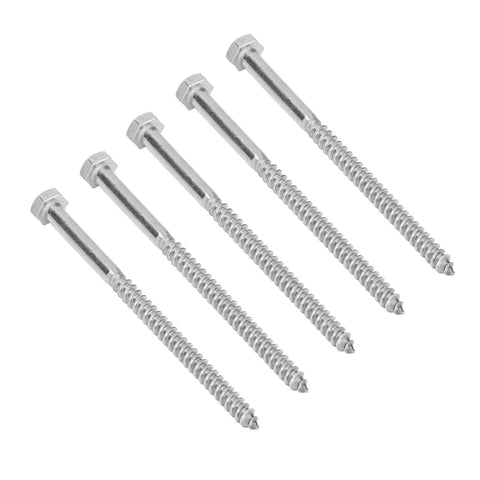 Beefy Stainless Steel Half Thread Wood Hex Lag Screws M6 X 100mm Self Tapping For Carpentry No Pre Drill Needed