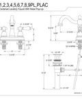 Technical diagram of Antique Brass 4-Inch Centerset Bathroom Faucet Deck Mount showing dimensions and components.