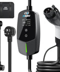 Portable Level 1 and 2 EV Charger With 25ft Cable, 16A, 110-240V, Adjustable Current, LED Display, Universal J1772 Compatibility