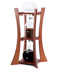 Kickback Ready Dutch Cold Brew Coffee Maker 1500ml Wooden Tower Iced Coffee Pitcher with three glass containers in dark brown wood.