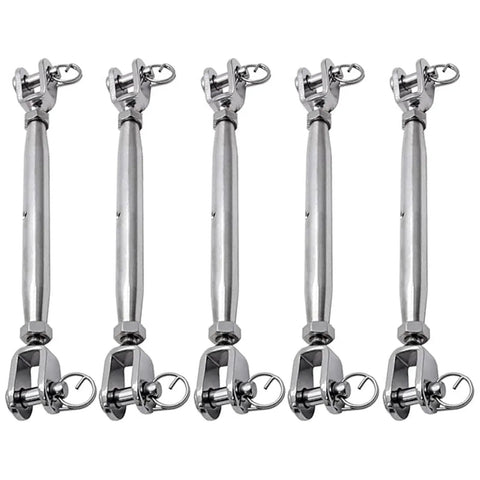 5Pcs Marine Grade Stainless Steel Jaw And Jaw Turnbuckles For Cable Tension In Rigging Systems Heavy Duty Wire Rigging Adjusters