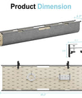 Product dimensions of the 2 In 1 Under Desk Cable Management Tray And Privacy Panel With Dual Sided Felt Cord Organizer in gray khaki.