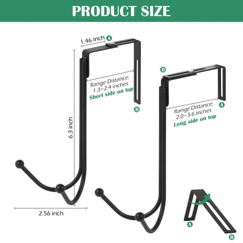 Image of Two Pack Adjustable Cubicle Hooks Heavy Duty Double Coat Hangers For Partition Wall Panels Fits 1.3 To 3.6 Inch Thickness