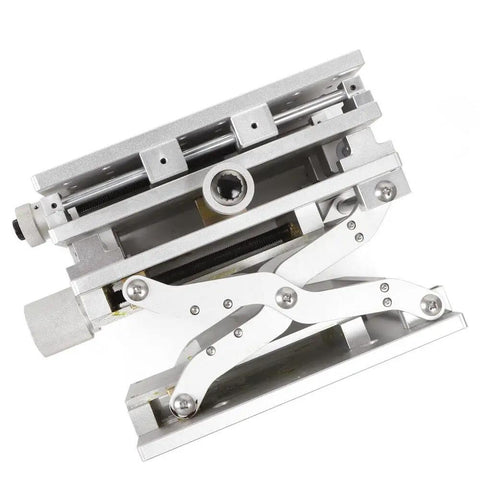 Side view of Portable Three Axis 3D Marking Table With Lifting Platform for precise laser marking, aluminum alloy base.
