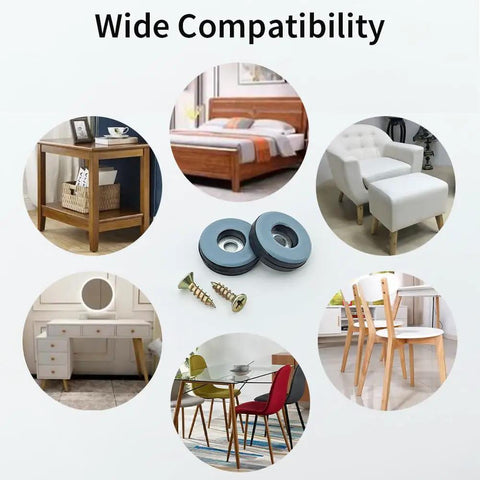 Image showing various furniture types that fit Heavy Duty Screw On Furniture Glides Built Damn Tough Slide Like Butter PTFE Teflon Chair Leg Floor Protectors For Hardwood Carpet And Tile Floors 1 Inch 12 Piece Set.