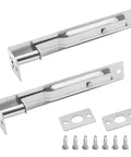 6 Inch Flush Bolt For Double French Doors And Patio Wood Doors Built Tough Heavy Duty Stainless Steel Concealed Sliding Door Latch In Brushed Chrome Finish Pack Of 2 With Mounting Screws Included