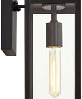 Dope Mystic Black Outdoor Wall Light With Clear Glass Panel, 14 1/4 Inch Tall, 7 Inch Projection, modern design with glowing bulb