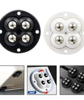 16 Pack Mini Caster Wheels Swivel Ball Transfer Base For Appliances Easy Peasy Peel Stick Rock Solid Countertop Movers Scratch Guard Setup Smooth Rolling Glide Pads in black and white colors.