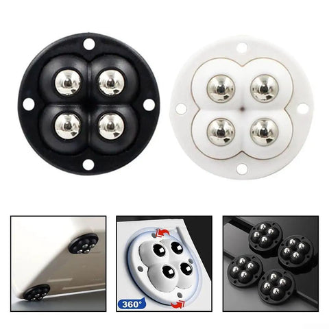 16 Pack Mini Caster Wheels Swivel Ball Transfer Base For Appliances Easy Peasy Peel Stick Rock Solid Countertop Movers Scratch Guard Setup Smooth Rolling Glide Pads in black and white colors.