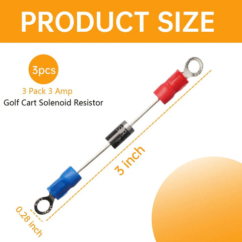 Three Pack 3 Amp Golf Cart Solenoid Resistor Precharge Unit For 36 Volt 48V Electric Carts Club Car Yamaha EZGO Compatible 3 inch size