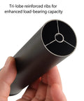 Close-up of the cylinder furniture leg showing tri-lobe reinforced ribs, part of Level Up Your Space With These Legit 4 Pack Cylinder Furniture Legs.