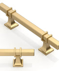 Champagne Bronze Cabinet Pulls 3 Inch 76mm 10 Pack Honey Bronze Kitchen Cupboard Handles for drawers, angled front view.