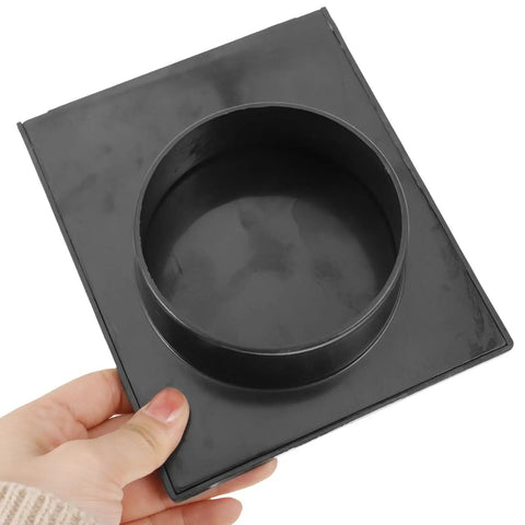 Heavy Duty 100Mm Plastic Blast Gate Valve Replacement For Dust Collection Systems And Vacuum Cleaners Effortless Airflow Control Black durable plastic blast gate held in hand.