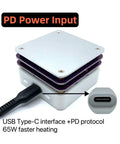 65W Mini Hot Plate Soldering Station for SMD Preheating and Rework Desoldering Heating Plate with PD Power Input connector