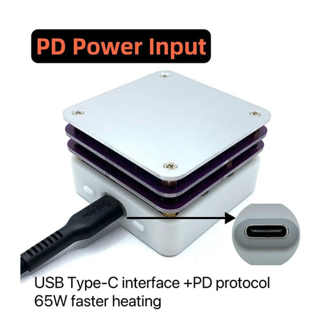 65W Mini Hot Plate Soldering Station for SMD Preheating and Rework Desoldering Heating Plate with PD Power Input connector