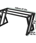 Badass Heavy Duty Metal Table Legs For Desks And Coffee Tables Built Tough With Square Tube Iron and Durable Coating. 120x72x50cm.