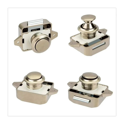 Push Button Drawer Lock Latch Set For RVs And Boats Black Button Switch Handle Wardrobe And Cabinet Door Lock No Fuss Push Release
