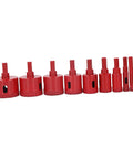 Top Tier 10 Piece Hole Saw Kit For Tile Drilling Professional Drill Bits Set For Glass Ceramic Marble Granite And Wood Sizes 6mm To 50mm Durable Heavy Duty Tool For DIY Pros, red hole saw bits