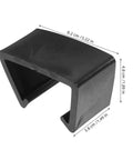 Black adjustable sofa connector, part of Four Pack Outdoor Furniture Clips for woven sectionals, with measurements.