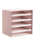 Desktop File Organizer With Drawers 3 Tier Letter Sorter And Craft Bead Container in Pink with open shelves