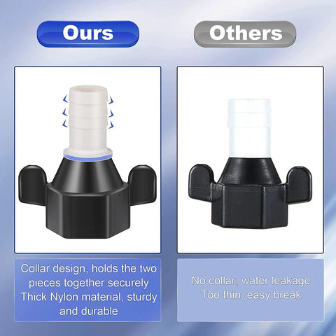 1/2 Inch NPT To 1/2 Inch Barb Elbow And Straight Swivel RV Water Pump Fittings With Thread Seal Tape, collar design nylon hose adapter comparison