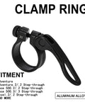 35mm Ebike Seat Post Clamp Quick Release Ring For Adventure Bikes with aluminum alloy quick-release mechanism