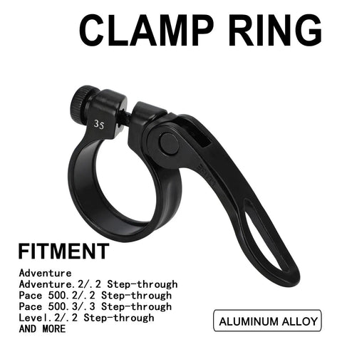 35mm Ebike Seat Post Clamp Quick Release Ring For Adventure Bikes with aluminum alloy quick-release mechanism