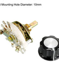 1 Pole 8 Throw Rotary Switch With Band Channel Selector And Plastic Knob, 9mm Mount Hole, 6mm Shaft Diameter, 8 Position 1 Deck Switch