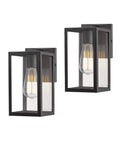Exterior Wall Lantern Outdoor Sconce For Porch And Patio Lighting, Weather Resistant Black Finish, Vintage Modern, 2 Pack