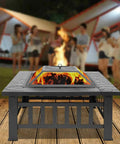 32 Inch Wood Fire Pit With Mesh Lid And Fire Poker Portable Outdoor Fireplace for Backyard Hangout at night