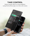 User monitoring Delta 2 Smart Extra Battery 1024Wh LiFePO4 Expansion on smartphone app for power station capacity check.