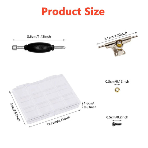 Premium Fingerboard Repair Kit Featuring 31 Millimeter Trucks Vibrant Multi Color Wheels And Heavy Duty Fasteners for tools and parts layout.