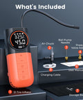 S1 Tire Inflator Portable Air Compressor Cordless Pump with LED Light, digital gauge, and accessories on display