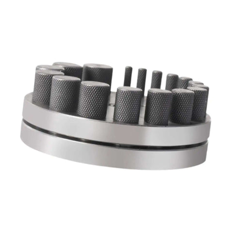 Circular Disc Cutter Set For Metalworking Heavy Duty Punch Die Kit shown on side with round high-carbon steel dies
