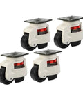4 Pieces Beefed Up Heavy Duty Leveling Swivel Caster Wheels With 500kg Load Capacity For Industrial Equipment And Material Handling Workbench Transport Plates GD80F Casters For Quick Stable Mobility, four white levelers