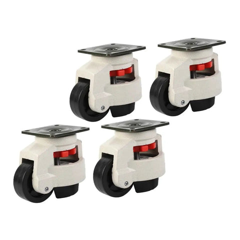 4 Pieces Beefed Up Heavy Duty Leveling Swivel Caster Wheels With 500kg Load Capacity For Industrial Equipment And Material Handling Workbench Transport Plates GD80F Casters For Quick Stable Mobility, four white levelers