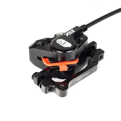 Hydraulic Disc Brake Set For Mountain Bikes And All Bike Types Left Rear 1450mm Hose, dual piston caliper, black finish