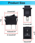 Dimensions of 8 Pack 12V Rocker Toggle Switches On Off SPST 2 Pin 2 Position Latching for Car Auto Boat Marine Industrial Applications