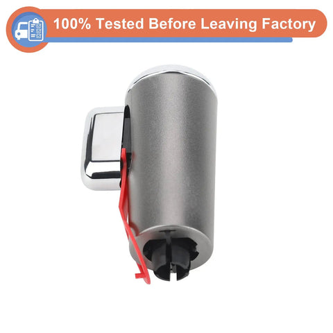 Ford F-150 Chrome Automatic Transmission Gear Shift Knob Replacement For 2004 2005 2006 Models Plug And Play Easy Install Replaces 4L3Z-7213-BA 4L3Z7213BA High Gloss Handle, side view with label '100% Tested Before Leaving Factory.'