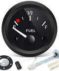 12V 52mm Fuel Level Gauge Sending Unit With 240-33 Ohm Sensor, Easy Read Pointer Meter for Boats Cars Trucks RVs Motorcycles