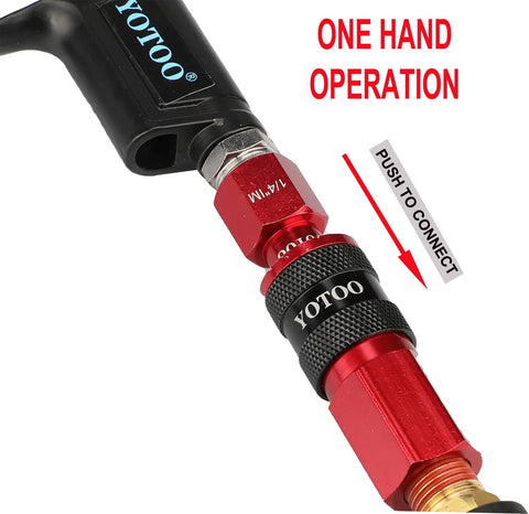 15 Piece Universal Air Coupler And Plug Kit With Quick Connect Air Hose Fittings, heavy duty aluminum, one-hand operation view