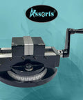 Heavy Duty Self Centering Milling Machine Vice With Swivel Base 2 Inch Jaw Capacity Rotates 360 Degrees top view with circular base.