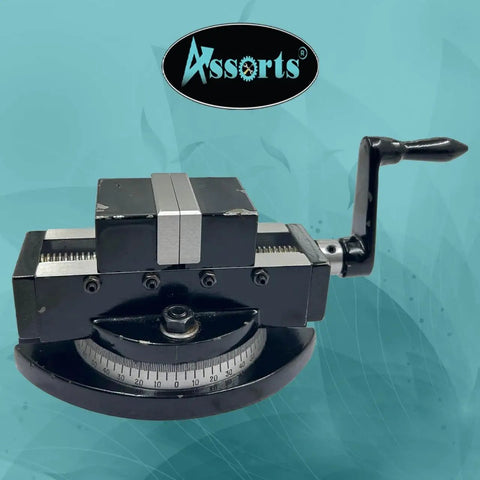 Heavy Duty Self Centering Milling Machine Vice With Swivel Base 2 Inch Jaw Capacity Rotates 360 Degrees top view with circular base.