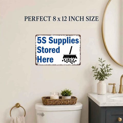 Stored Here Sign For Workshop And Garage, 8x12 Inch Aluminum Metal Sign, Vintage Distressed Wall Decor For Shop, Warehouse, Storage Area, Durable Aluminum Signage With Bold Readable Message on wall