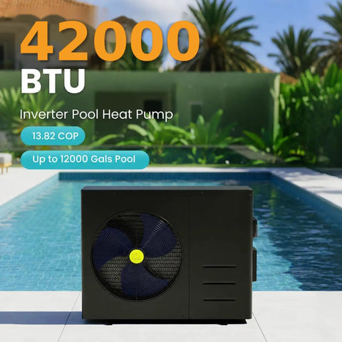 Extend Your Backyard Swim Season Way Past Late Summer With This Energy Smart Electric Pool Heat Pump cranking up water temps smooth for pools up to 12000 gallons.