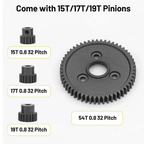 54T 0.8 Pitch Spur Gear Set With 15T 17T 19T Pinions For Traxxas Slash 4x4 4WD 2WD VXL Rally Stampede upgrade