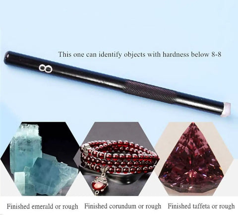 Hella Solid Game Changing Five Piece Mohs Hardness Pen Kit For Testing Gems And Rocks Without Damaging Stones Portable Collector Essential Tool With Authentic Mineral Tips For Jewelry Appraisal And Geology Field Work. Close-up of hardness pen and test materials.