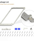 180 Degree Bifold Barn Door Hardware Kit Hidden For Right Open Folding Closet Doors Doorframe Mount and screws displayed