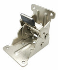 Heavy Duty Built Tough Folding Table Hinge and Multi Functional Bracket, nickel silver finish, pre-drilled mount holes, large size.